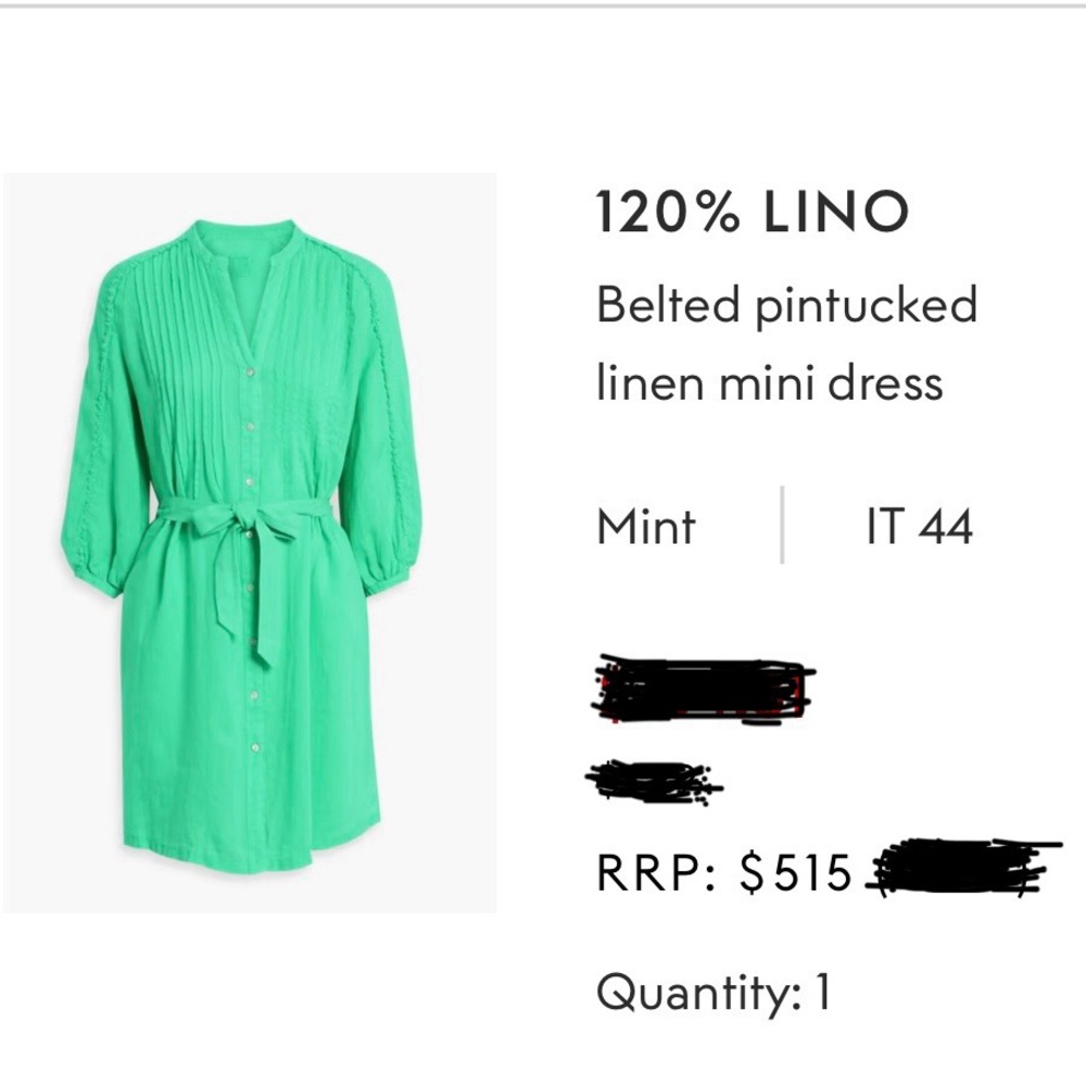 NWT 120% Lino Linen Dress